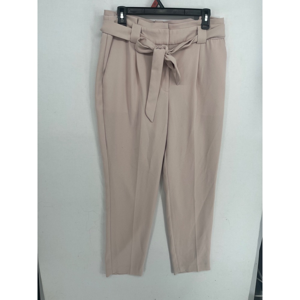 Express Womens High Rise Ankle Pants Paperbag Tie Waist Blush Pink Size 10R